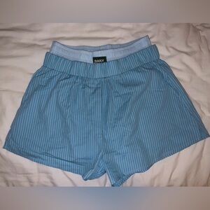 DAILY DRILLS Poplin Double Banded Resort Shorts - Blue Striped
